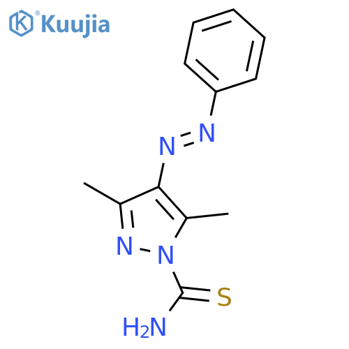 3,5-dimethyl-4-phenyldiazenylpyrazole-1-carbothioamide structure