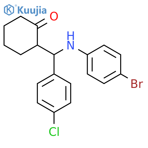 Cyclohexanone, 2-[[(4-bromophenyl)amino](4-chlorophenyl)methyl]- structure