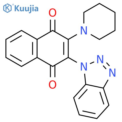 2-(1H-1,2,3-benzotriazol-1-yl)-3-(piperidin-1-yl)-1,4-dihydronaphthalene-1,4-dione structure