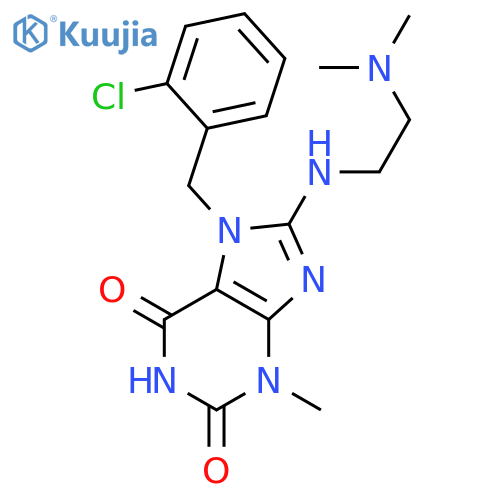 7-(2-chlorophenyl)methyl-8-{2-(dimethylamino)ethylamino}-3-methyl-2,3,6,7-tetrahydro-1H-purine-2,6-dione structure