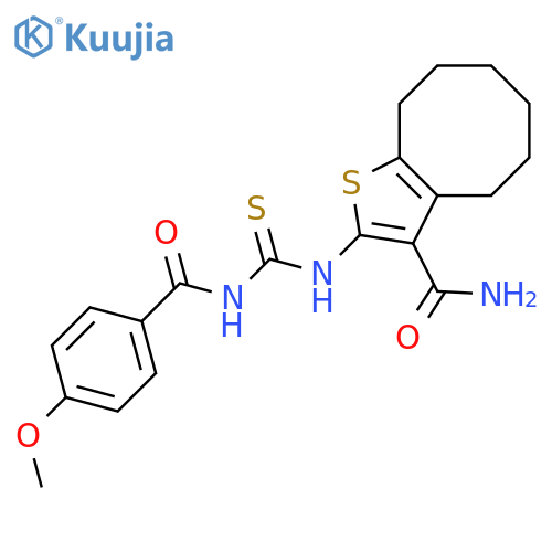 <br>2-(3-(4-methoxybenzoyl)thioureido)-4,5,6,7,8,9-hexahydrocycloocta[b]thiophe ne-3-carboxamide structure