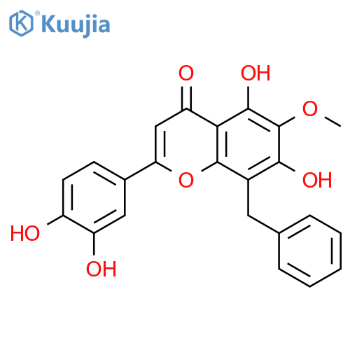 4H-1-BENZOPYRAN-4-ONE, 2-(3,4-DIHYDROXYPHENYL)-5,7-DIHYDROXY-6-METHOXY-8-(PHENYLMETHYL)- structure