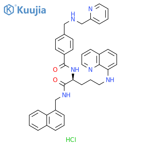 Benzamide,N-[(1S)-1-[[(1-naphthalenylmethyl)amino]carbonyl]-4-(8-quinolinylamino)butyl]-4-[[(2-pyridinylmethyl)amino]methyl]-, hydrochloride structure