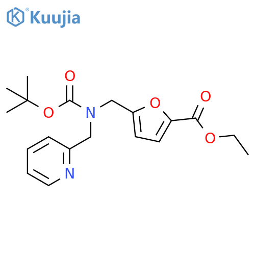 2-Furancarboxylic acid,5-[[[(1,1-dimethylethoxy)carbonyl](2-pyridinylmethyl)amino]methyl]-, ethylester structure