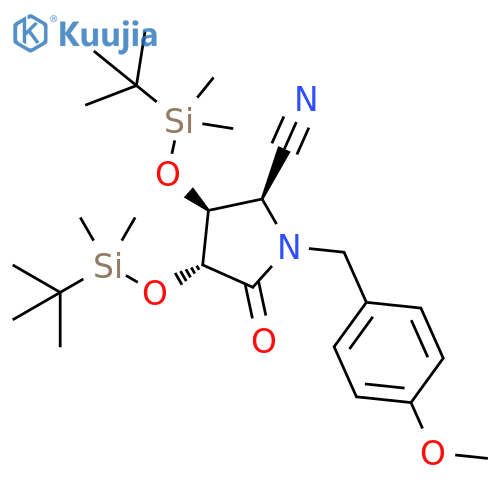 2-Pyrrolidinecarbonitrile,3,4-bis[[(1,1-dimethylethyl)dimethylsilyl]oxy]-1-[(4-methoxyphenyl)methyl]-5-oxo-, (2R,3S,4R)- structure