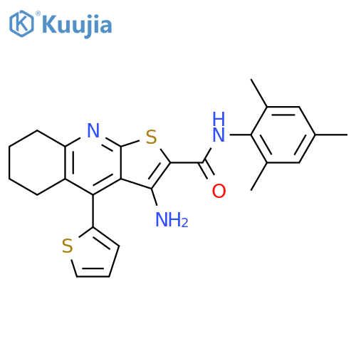 3-amino-4-(thiophen-2-yl)-N-(2,4,6-trimethylphenyl)-5H,6H,7H,8H-thieno2,3-bquinoline-2-carboxamide structure