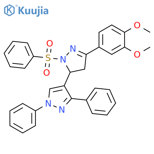 2-(benzenesulfonyl)-5-(3,4-dimethoxyphenyl)-1',3'-diphenyl-3,4-dihydro-1'H,2H-3,4'-bipyrazole structure