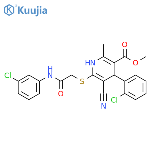 methyl 4-(2-chlorophenyl)-6-({(3-chlorophenyl)carbamoylmethyl}sulfanyl)-5-cyano-2-methyl-1,4-dihydropyridine-3-carboxylate structure