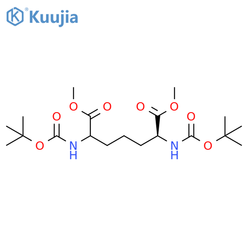 Heptanedioic acid, 2,6-bis[[(1,1-dimethylethoxy)carbonyl]amino]-, 1,7-dimethyl ester, (6S)-rel- structure