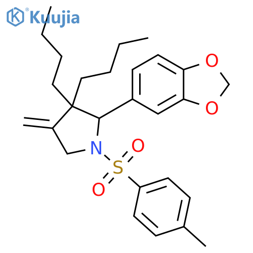 Pyrrolidine,2-(1,3-benzodioxol-5-yl)-3,3-dibutyl-4-methylene-1-[(4-methylphenyl)sulfonyl]- structure