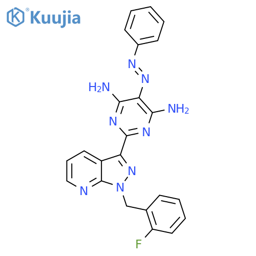 (E)-2-(1-(2-fluorobenzyl)-1H-pyrazolo[3,4-b]pyridin-3-yl)-5-(phenyldiazenyl)pyriMidine-4,6-diaMine structure