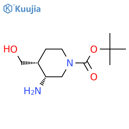 tert-butyl cis-3-amino-4-(hydroxymethyl)piperidine-1-carboxylate structure