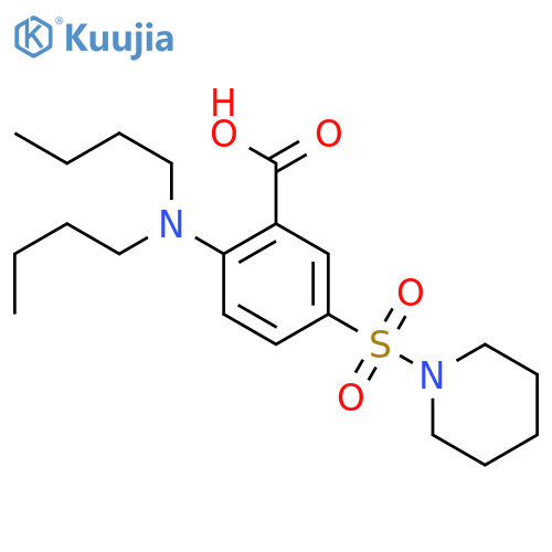 Benzoic acid, 2-(dibutylamino)-5-(1-piperidinylsulfonyl)- structure
