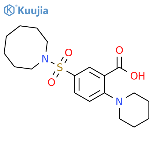 Benzoic acid, 5-[(hexahydro-1(2H)-azocinyl)sulfonyl]-2-(1-piperidinyl)- structure