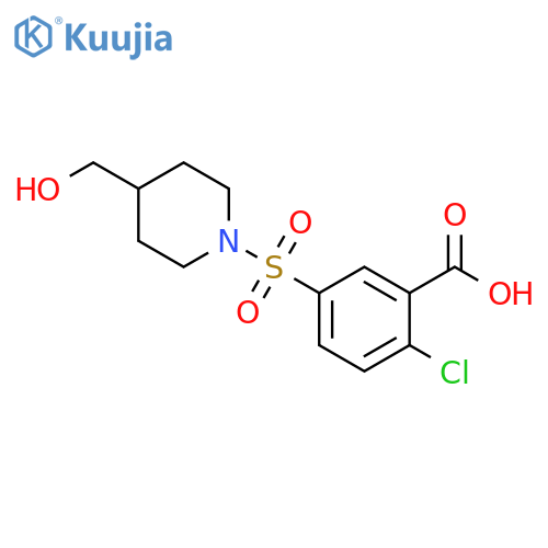 Benzoic acid, 2-chloro-5-[[4-(hydroxymethyl)-1-piperidinyl]sulfonyl]- structure