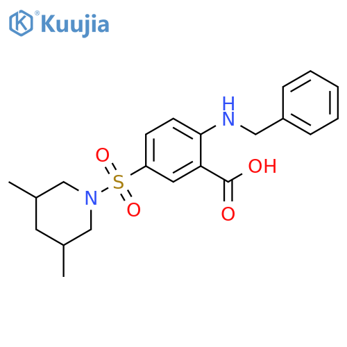 Benzoic acid,5-[(3,5-dimethyl-1-piperidinyl)sulfonyl]-2-[(phenylmethyl)amino]- structure
