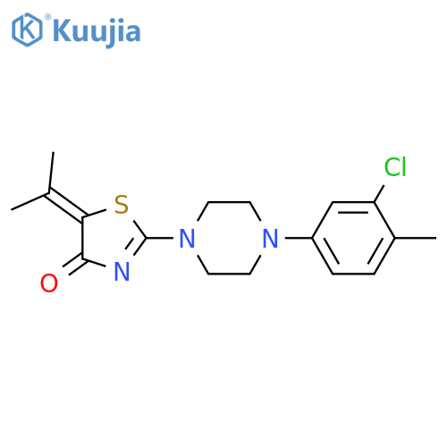 2-4-(3-chloro-4-methylphenyl)piperazin-1-yl-5-(propan-2-ylidene)-4,5-dihydro-1,3-thiazol-4-one structure