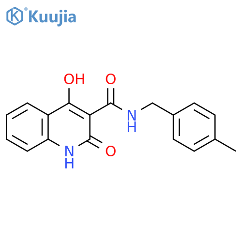 4-hydroxy-N-(4-methylphenyl)methyl-2-oxo-1,2-dihydroquinoline-3-carboxamide structure