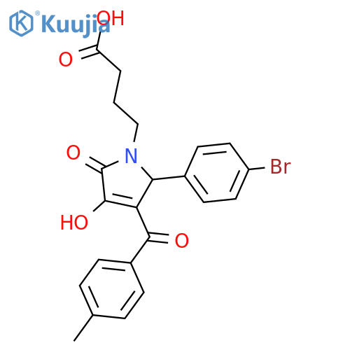 <br>4-(2-(4-bromophenyl)-4-hydroxy-3-(4-methylbenzoyl)-5-oxo-2,5-dihydro-1H-pyr rol-1-yl)butanoic acid structure