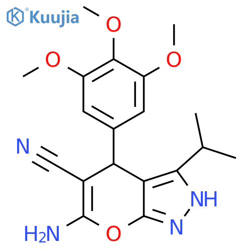 6-Amino-3-isopropyl-4-(3,4,5-trimethoxyphenyl)-2,4-dihydropyrano[2,3-c]pyrazole-5-carbonitrile structure