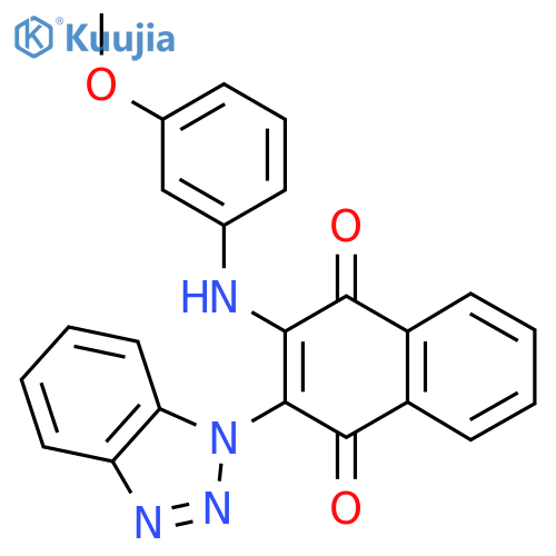 2-(1H-1,2,3-benzotriazol-1-yl)-3-(3-methoxyphenyl)amino-1,4-dihydronaphthalene-1,4-dione structure