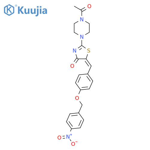 (5E)-2-(4-acetylpiperazin-1-yl)-5-({4-(4-nitrophenyl)methoxyphenyl}methylidene)-4,5-dihydro-1,3-thiazol-4-one structure