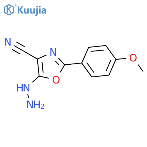 4-Oxazolecarbonitrile, 5-hydrazino-2-(4-methoxyphenyl)- structure