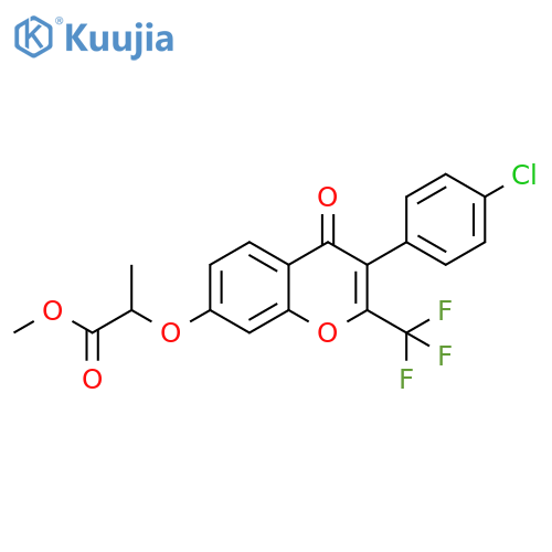 methyl 2-{3-(4-chlorophenyl)-4-oxo-2-(trifluoromethyl)-4H-chromen-7-yloxy}propanoate structure