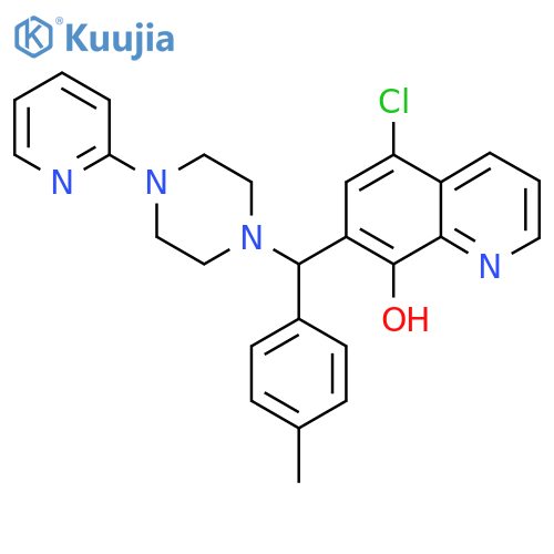 5-chloro-7-(4-methylphenyl)4-(pyridin-2-yl)piperazin-1-ylmethylquinolin-8-ol structure