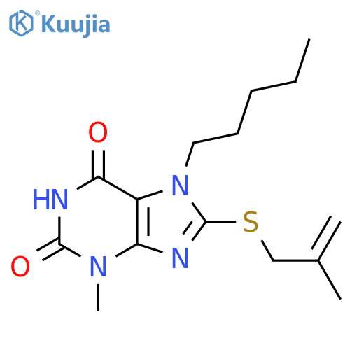 3-methyl-8-(2-methylprop-2-en-1-yl)sulfanyl-7-pentyl-2,3,6,7-tetrahydro-1H-purine-2,6-dione structure