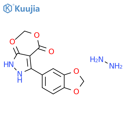 Ethyl 3-(1,3-benzodioxol-5-yl)-5-oxo-1,2-dihydropyrazole-4-carboxylate;hydrazine structure