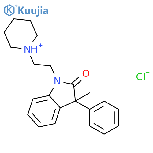 1-[2-(3-methyl-2-oxo-3-phenyl-2,3-dihydro-1H-indol-1-yl)ethyl]piperidinium chloride structure