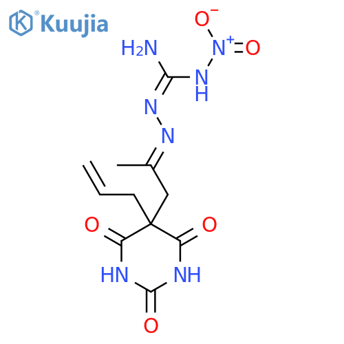 N-nitro-N''-{(2E)-1-[2,4,6-trioxo-5-(prop-2-en-1-yl)hexahydropyrimidin-5-yl]propan-2-ylidene}carbonohydrazonic diamide structure