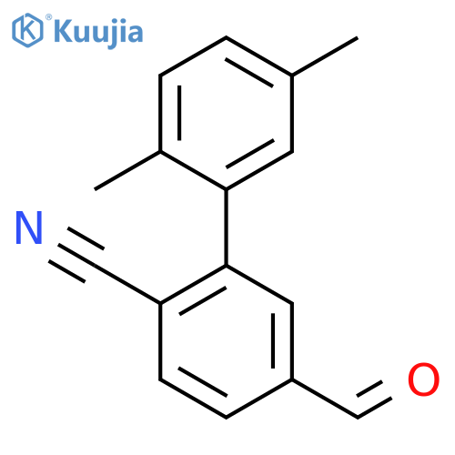 [1,1'-Biphenyl]-2-carbonitrile, 5-formyl-2',5'-dimethyl- structure