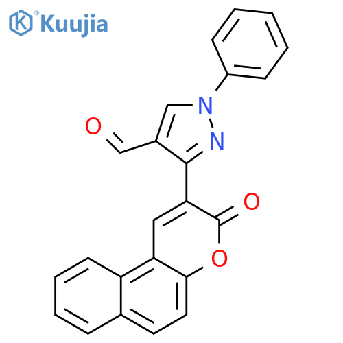 3-{3-oxo-3H-benzo[f]chromen-2-yl}-1-phenyl-1H-p
yrazole-4-carbaldehyde structure