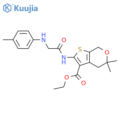 <br>ethyl 5,5-dimethyl-2-(2-(p-tolylamino)acetamido)-5,7-dihydro-4H-thieno[2,3- c]pyran-3-carboxylate structure