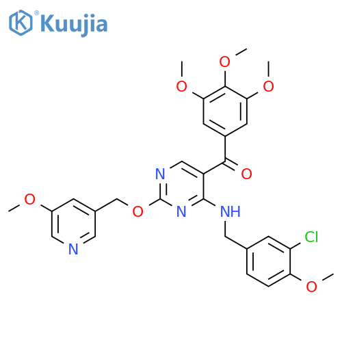 Methanone,[4-[[(3-chloro-4-methoxyphenyl)methyl]amino]-2-[(5-methoxy-3-pyridinyl)methoxy]-5-pyrimidinyl](3,4,5-trimethoxyphenyl)- structure