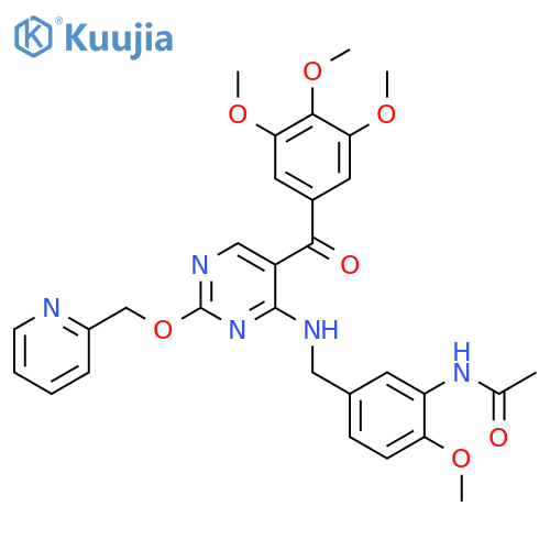 Acetamide,N-[2-methoxy-5-[[[2-(2-pyridinylmethoxy)-5-(3,4,5-trimethoxybenzoyl)-4-pyrimidinyl]amino]methyl]phenyl]- structure