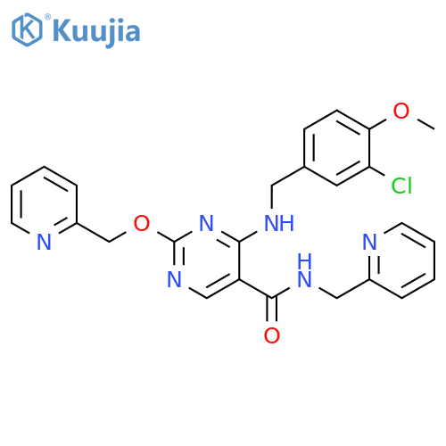 5-Pyrimidinecarboxamide,4-[[(3-chloro-4-methoxyphenyl)methyl]amino]-2-(2-pyridinylmethoxy)-N-(2-pyridinylmethyl)- structure