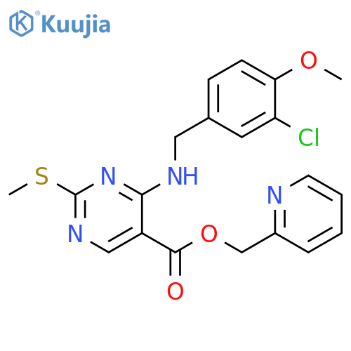 5-Pyrimidinecarboxylic acid,4-[[(3-chloro-4-methoxyphenyl)methyl]amino]-2-(methylthio)-,2-pyridinylmethyl ester structure
