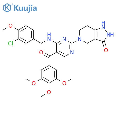 3H-Pyrazolo[4,3-c]pyridin-3-one,5-[4-[[(3-chloro-4-methoxyphenyl)methyl]amino]-5-(3,4,5-trimethoxybenzoyl)-2-pyrimidinyl]-1,2,4,5,6,7-hexahydro- structure