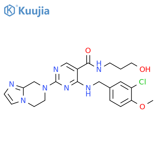 5-Pyrimidinecarboxamide,4-[[(3-chloro-4-methoxyphenyl)methyl]amino]-2-(5,6-dihydroimidazo[1,2-a]pyrazin-7(8H)-yl)-N-(3-hydroxypropyl)- structure