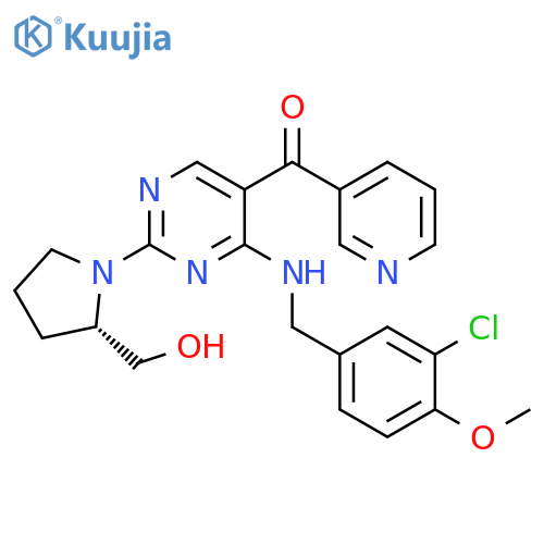 Methanone,[4-[[(3-chloro-4-methoxyphenyl)methyl]amino]-2-[(2S)-2-(hydroxymethyl)-1-pyrrolidinyl]-5-pyrimidinyl]-3-pyridinyl- structure