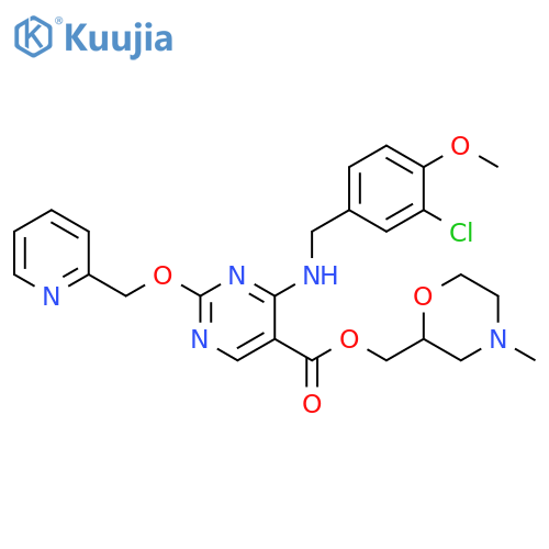 5-Pyrimidinecarboxylic acid,4-[[(3-chloro-4-methoxyphenyl)methyl]amino]-2-(2-pyridinylmethoxy)-,(4-methyl-2-morpholinyl)methyl ester structure