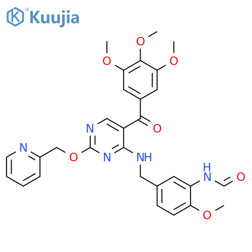 Formamide,N-[2-methoxy-5-[[[2-(2-pyridinylmethoxy)-5-(3,4,5-trimethoxybenzoyl)-4-pyrimidinyl]amino]methyl]phenyl]- structure
