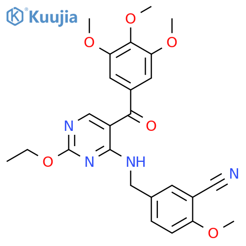 Benzonitrile,5-[[[2-ethoxy-5-(3,4,5-trimethoxybenzoyl)-4-pyrimidinyl]amino]methyl]-2-methoxy- structure