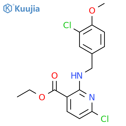 3-Pyridinecarboxylic acid,6-chloro-2-[[(3-chloro-4-methoxyphenyl)methyl]amino]-, ethyl ester structure