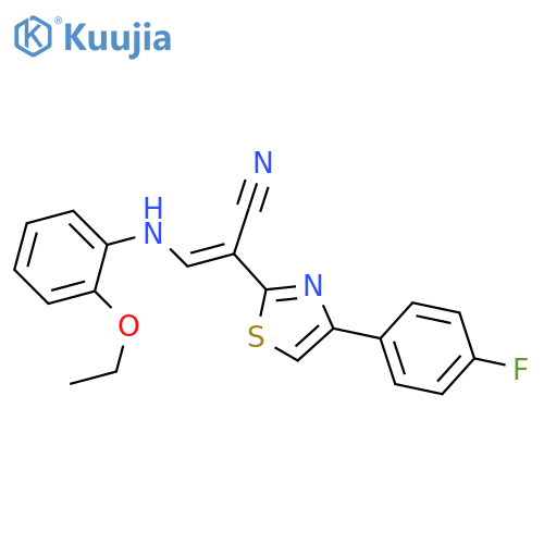 (2E)-3-(2-ethoxyphenyl)amino-2-4-(4-fluorophenyl)-1,3-thiazol-2-ylprop-2-enenitrile structure