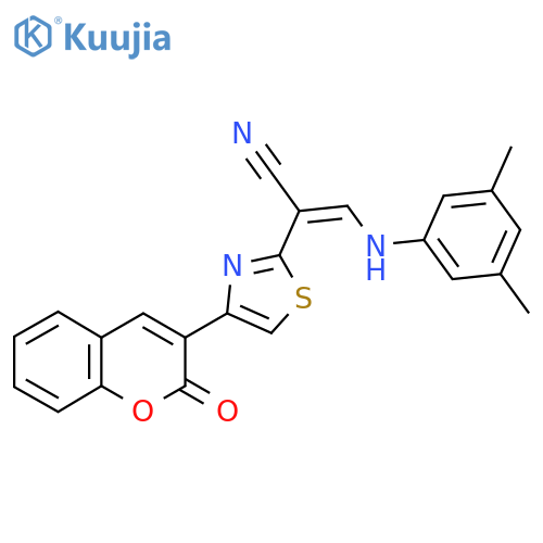 (2Z)-3-(3,5-dimethylphenyl)amino-2-4-(2-oxo-2H-chromen-3-yl)-1,3-thiazol-2-ylprop-2-enenitrile structure