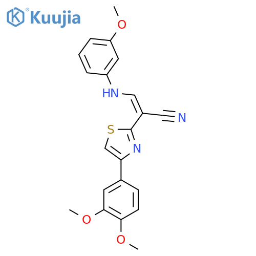 (2Z)-2-4-(3,4-dimethoxyphenyl)-1,3-thiazol-2-yl-3-(3-methoxyphenyl)aminoprop-2-enenitrile structure
